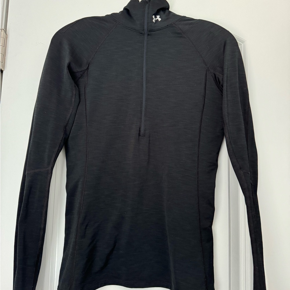 Under Armour Black 3/4 zip athletic fitted long sleeve Top